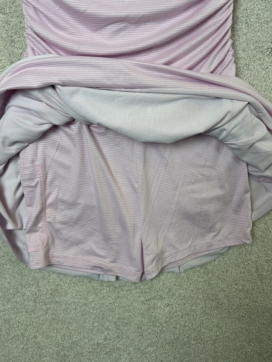 Hollister Strapless Halter Tiered Mini Dress with Skort in Light Pink / white - Picture 9 of 11